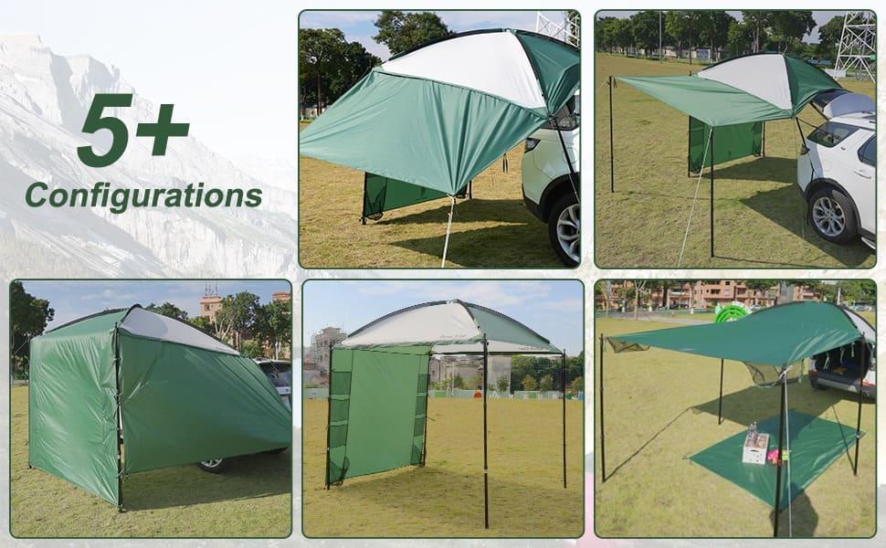 Multifunctional Car Side Awning with Integrated Storage Organizer - 5 configuration