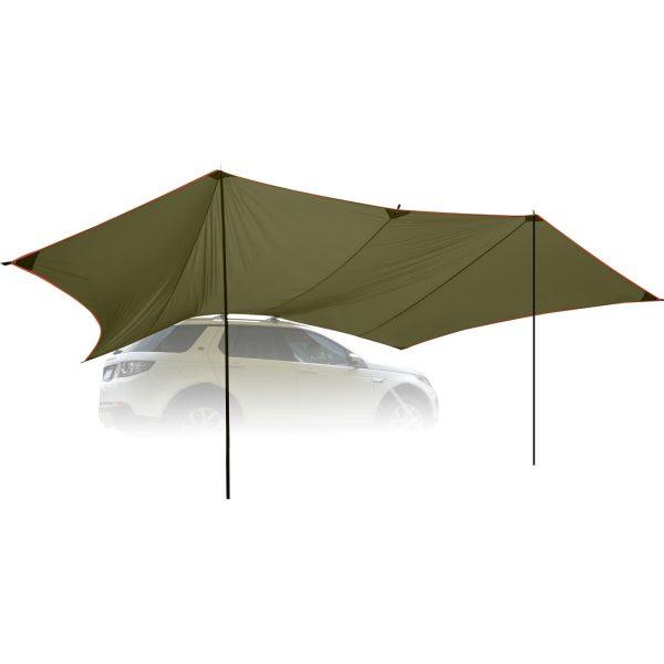 Oversized 19ft car side awning green setup on SUV