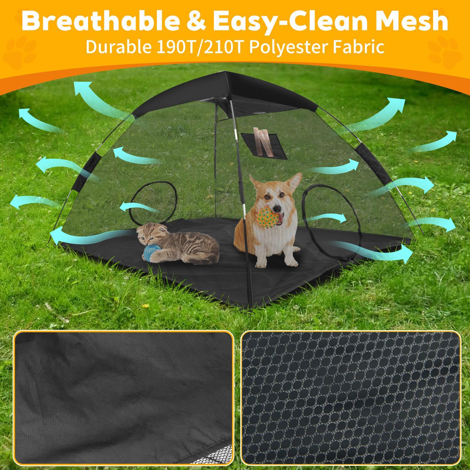 Portable Hexagonal Mesh Pet Playpen with Sunshade Canopy (Outdoor & Indoor) 8 Portable Hexagonal Mesh Pet Playpen with Sunshade Canopy (Outdoor & Indoor)-3