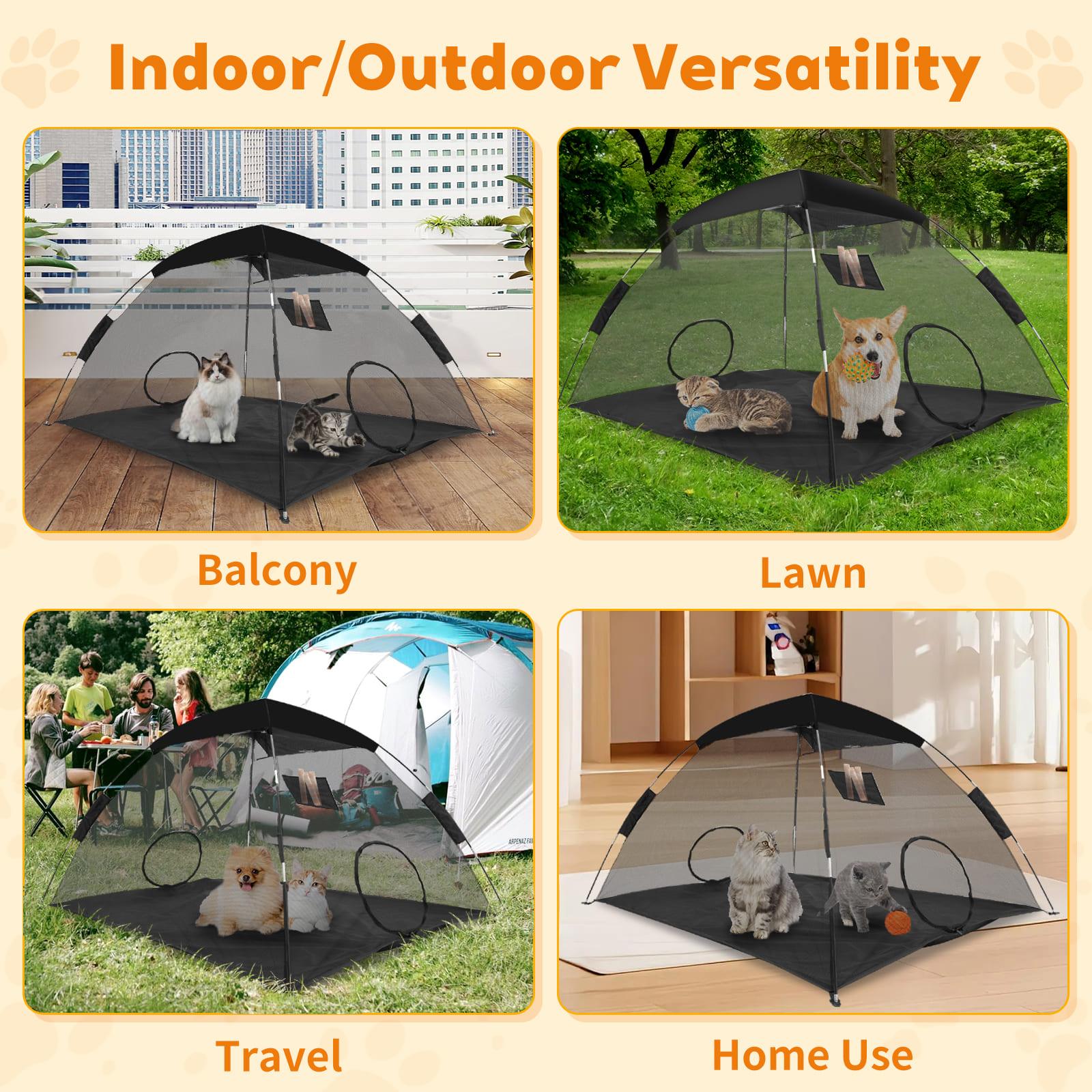 Portable Hexagonal Mesh Pet Playpen with Sunshade Canopy (Outdoor & Indoor) 4 Portable Hexagonal Mesh Pet Playpen with Sunshade Canopy (Outdoor & Indoor)-4
