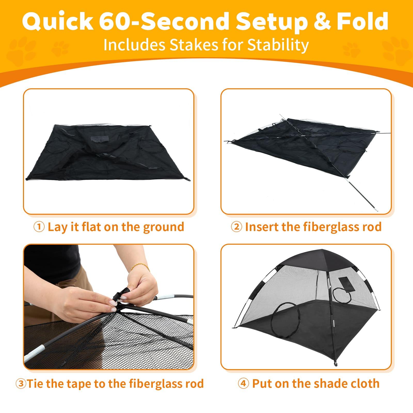 Portable Hexagonal Mesh Pet Playpen with Sunshade Canopy (Outdoor & Indoor) 7 Portable Hexagonal Mesh Pet Playpen with Sunshade Canopy (Outdoor & Indoor)-5