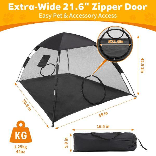 Portable Hexagonal Mesh Pet Playpen with Sunshade Canopy (Outdoor & Indoor)-size