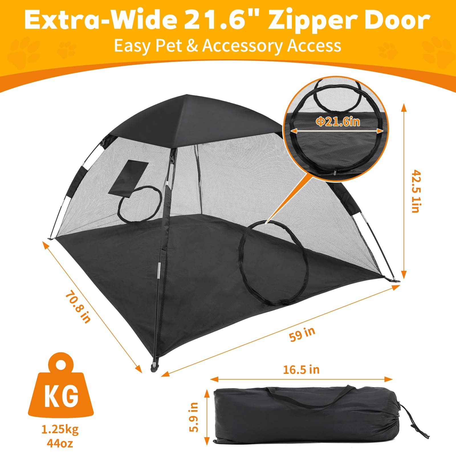 Portable Hexagonal Mesh Pet Playpen with Sunshade Canopy (Outdoor & Indoor) 1 Portable Hexagonal Mesh Pet Playpen with Sunshade Canopy (Outdoor & Indoor)-size