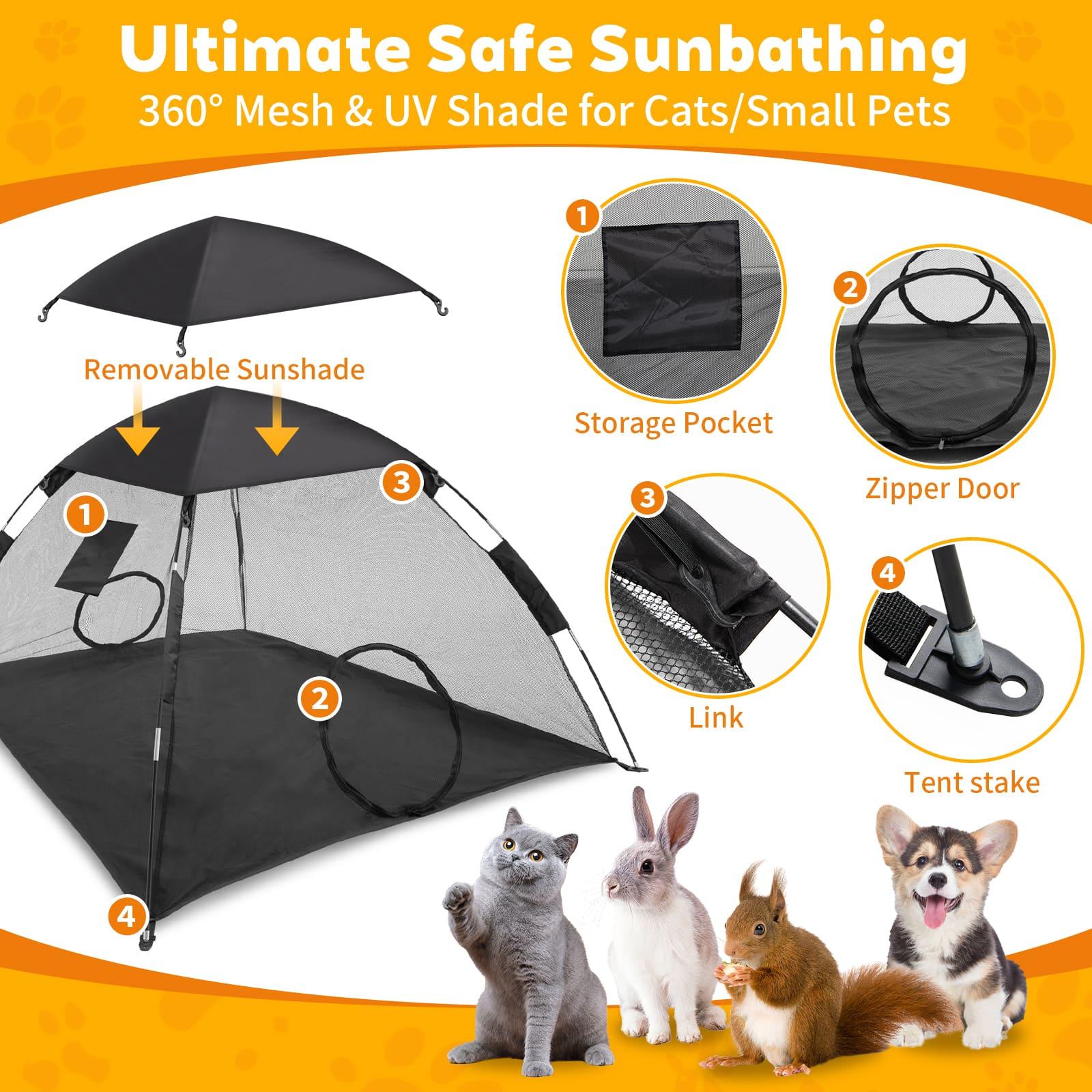 Portable Hexagonal Mesh Pet Playpen with Sunshade Canopy (Outdoor & Indoor) 2 Portable Hexagonal Mesh Pet Playpen with Sunshade Canopy (Outdoor & Indoor)