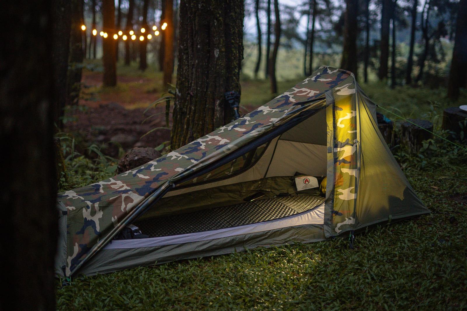 Ultralight 1-Person Bivy Tent (3-Season) – Professional Backpacking Series 3 Waterproof single person survival tent setup in forest 2