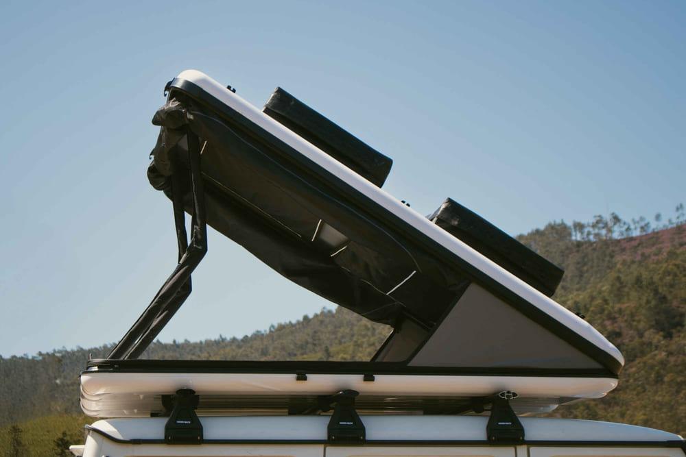 Macro shot of the heavy-duty aluminum frame and locking mechanism, ensuring stability in high winds.