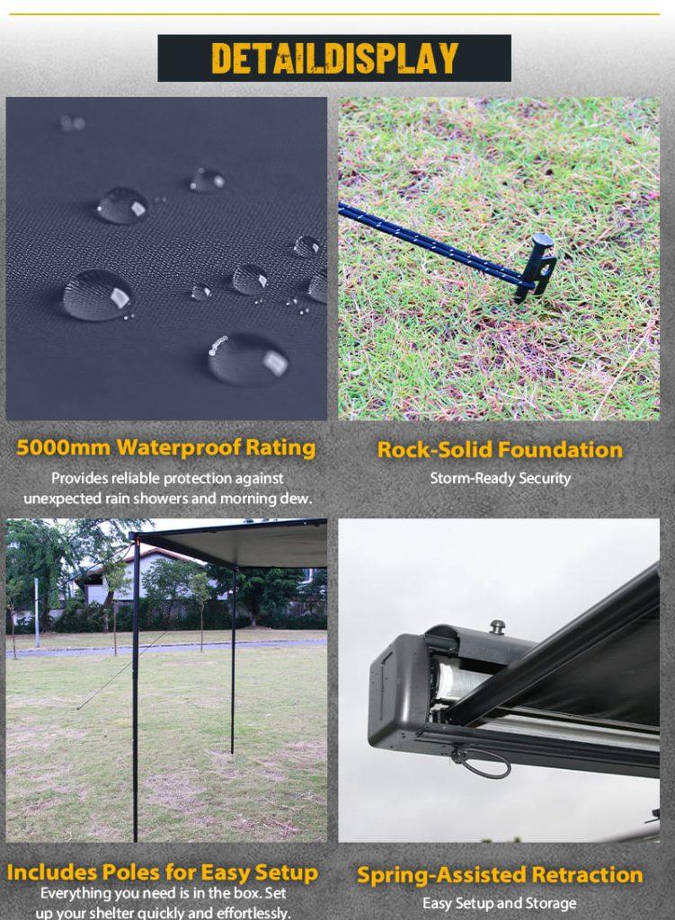 Water beading on 300D Oxford blackout fabric with PU 5000mm waterproof coating.