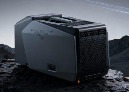 Internal structure view of the AC2 air conditioner highlighting the DC inverter twin rotor compressor, energy-saving performance, and drainage-free atomization system.