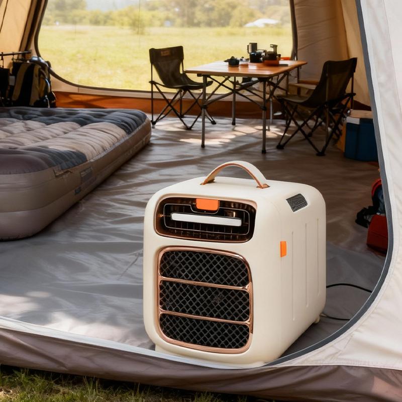 AC3 All-Season Portable Air Conditioner | 4800 BTU Cooling & Heating Unit (4-in-1) 2 AC3 portable air conditioner installed inside a camping tent, demonstrating its compact design and suitability for comfortable outdoor sleeping environments.