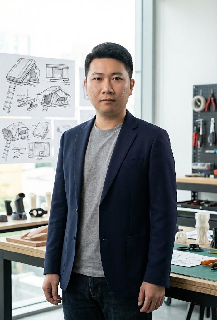 Portrait of Mr. Kris, Founder and CEO of Everlead Outdoor, dedicated to premium roof top tent manufacturing excellence in China