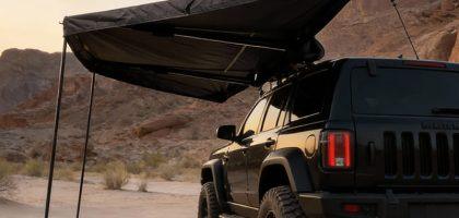 180 Degree Awning Freestanding Side Shelter with LED Lights-3