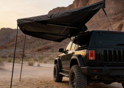 180 Degree Awning Freestanding Side Shelter with LED Lights-3