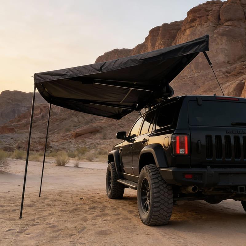 180 Degree Awning Freestanding Side Shelter with LED Lights-3