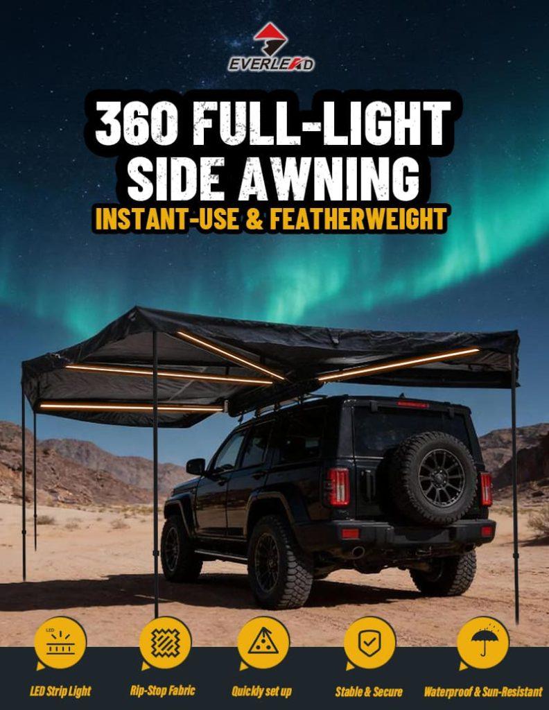360 Degree Car Awning Full LED Light Strip Surround Shelter