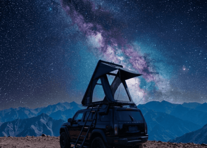 Everlead Ultra-Slim 8cm Aluminum Wedge Roof Top Tent - World's First Panoramic Sky-View PC Hard Shell RTT for Overlanding