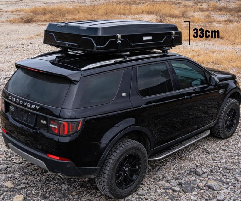black ABS hard shell rooftop tent closed for travel