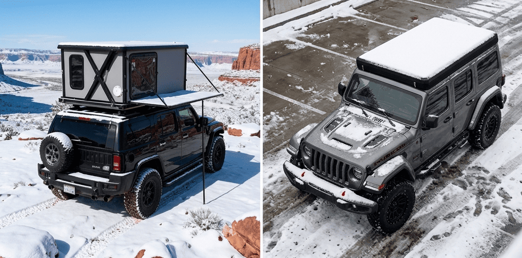roof top tent winter camping