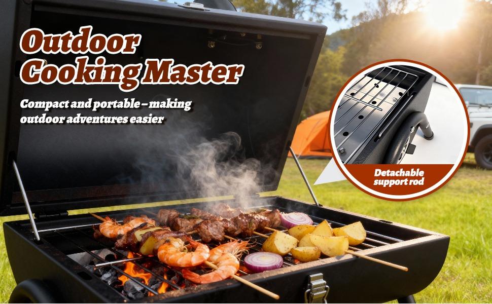 2-in-1 Portable Tabletop Charcoal Grill