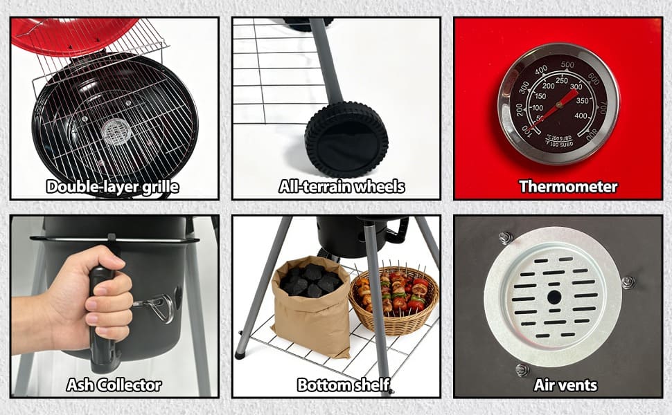 22-Inch Charcoal Apple Grill & Smoker-Key Features