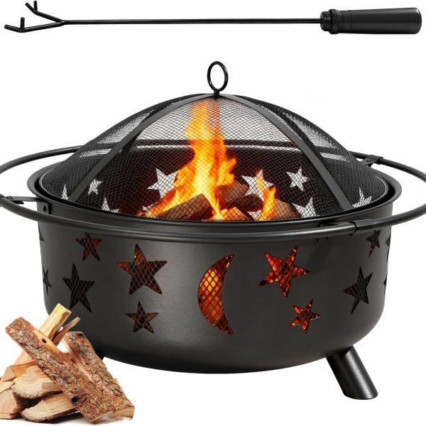 30-Inch Celestial Outdoor Fire Pit Heavy-Duty Wood-Burning Brazier Series-1