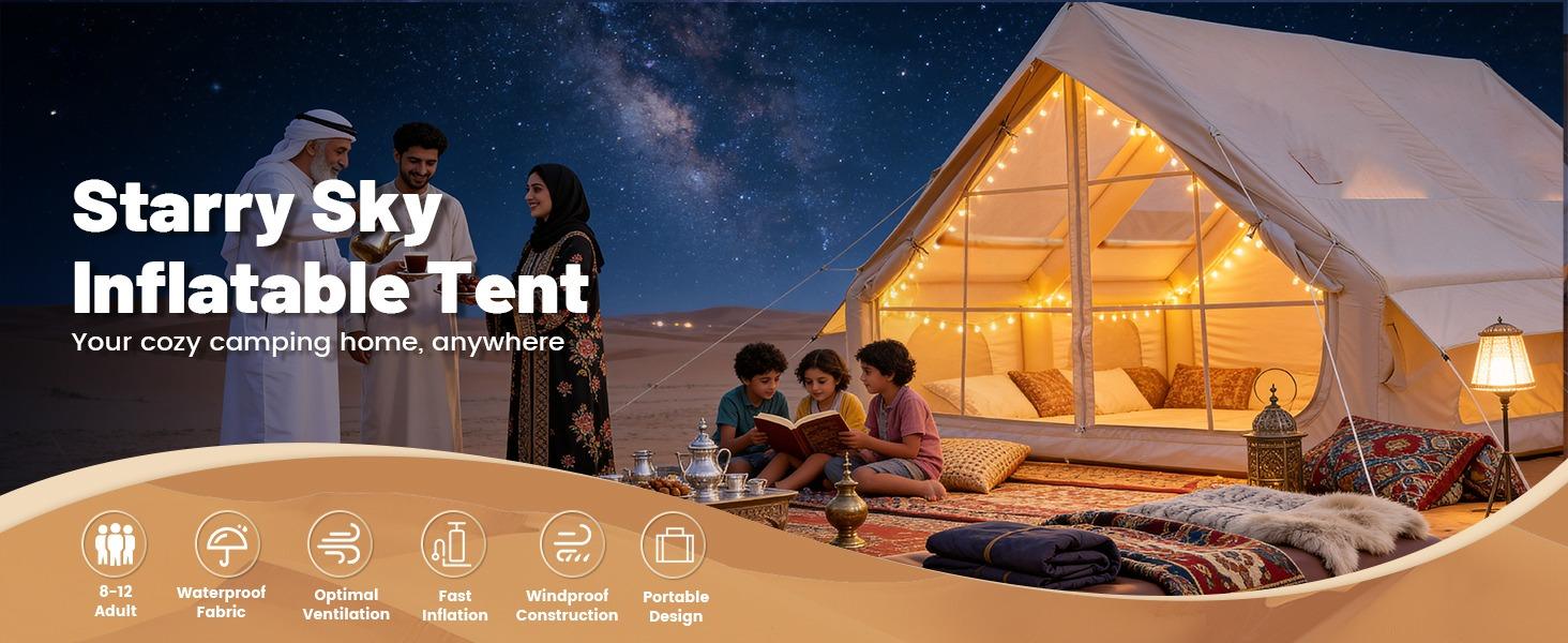 12sqm Panoramic Inflatable Glamping Tent (8-10 Person)