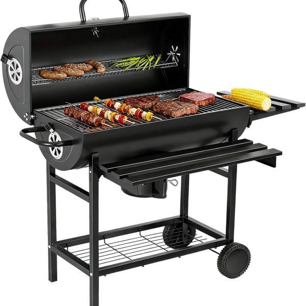 Heavy-Duty Barrel Charcoal Grill & Smoker-1