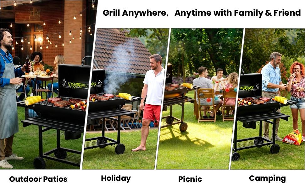 Heavy-Duty Barrel Charcoal Grill & Smoker (380 Sq. In.)-Application Scenarios