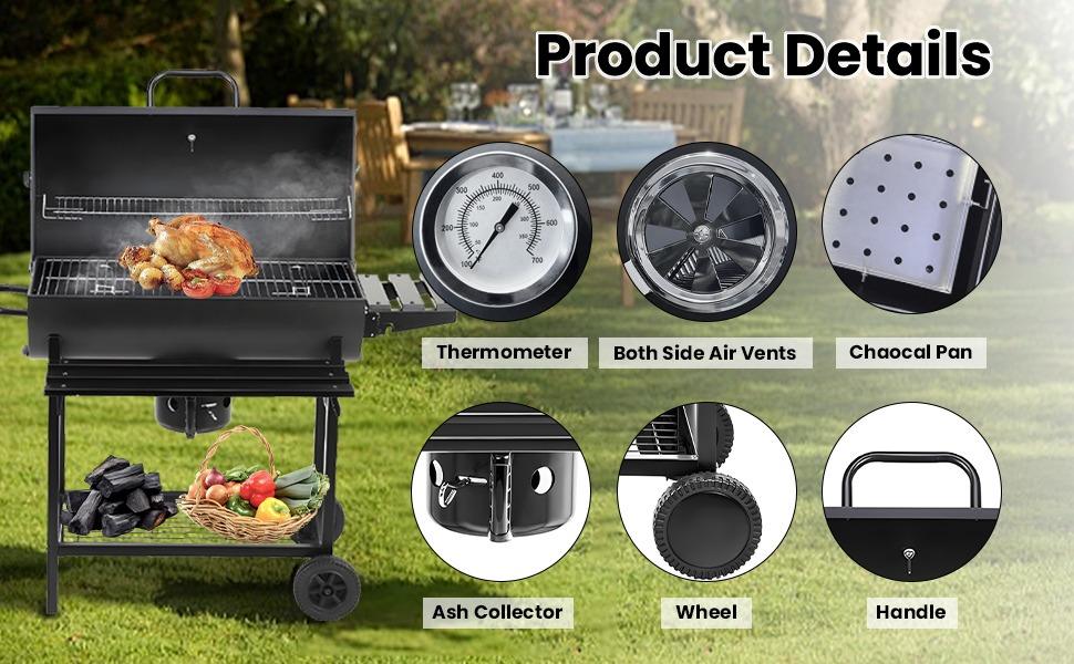 Heavy-Duty Barrel Charcoal Grill & Smoker (380 Sq. In.)-Product Details