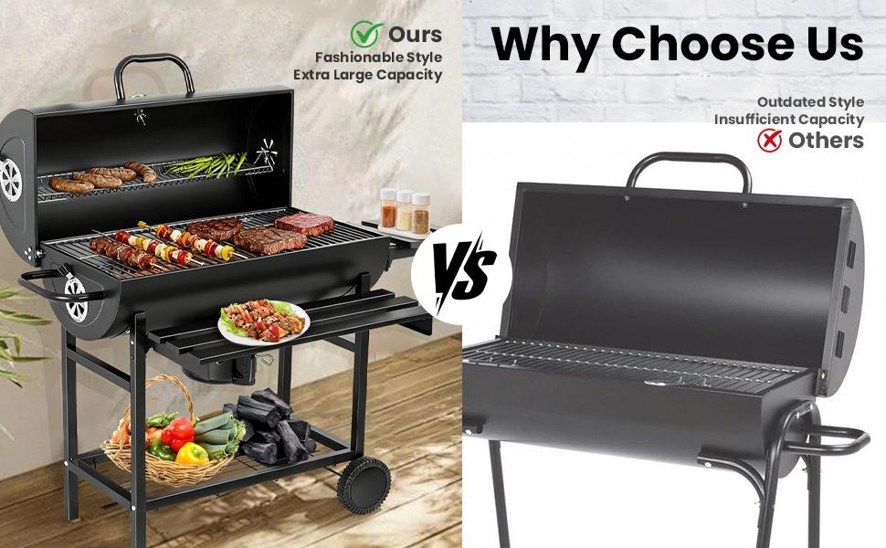 Heavy-Duty Barrel Charcoal Grill & Smoker (380 Sq. In.)-Why choose Us