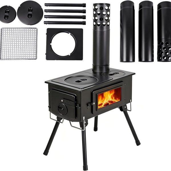 Portable Tent Wood Stove with Glass Window-1