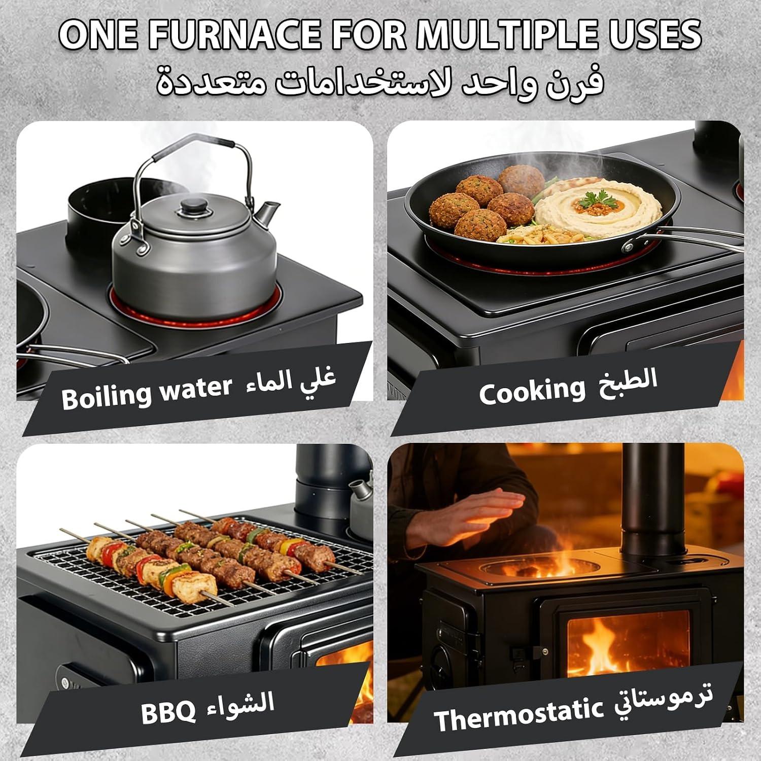Portable Tent Wood Stove with Glass Window-7