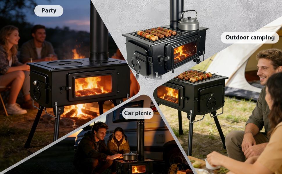 Portable Tent Wood Stove with Glass Window-Application Scenarios