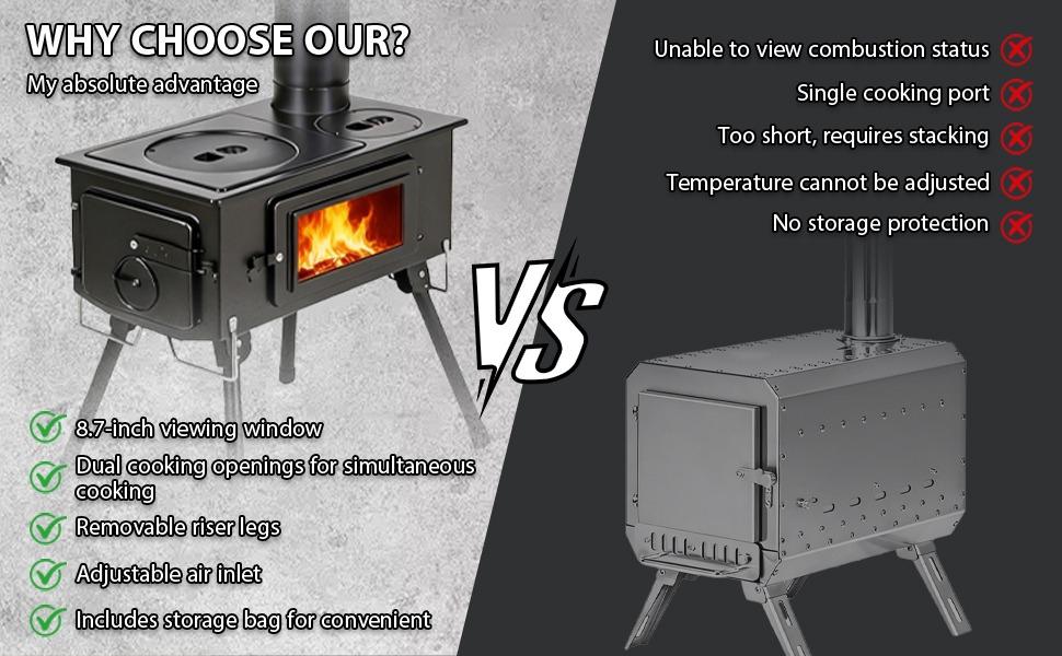 Portable Tent Wood Stove with Glass Window - why choose our