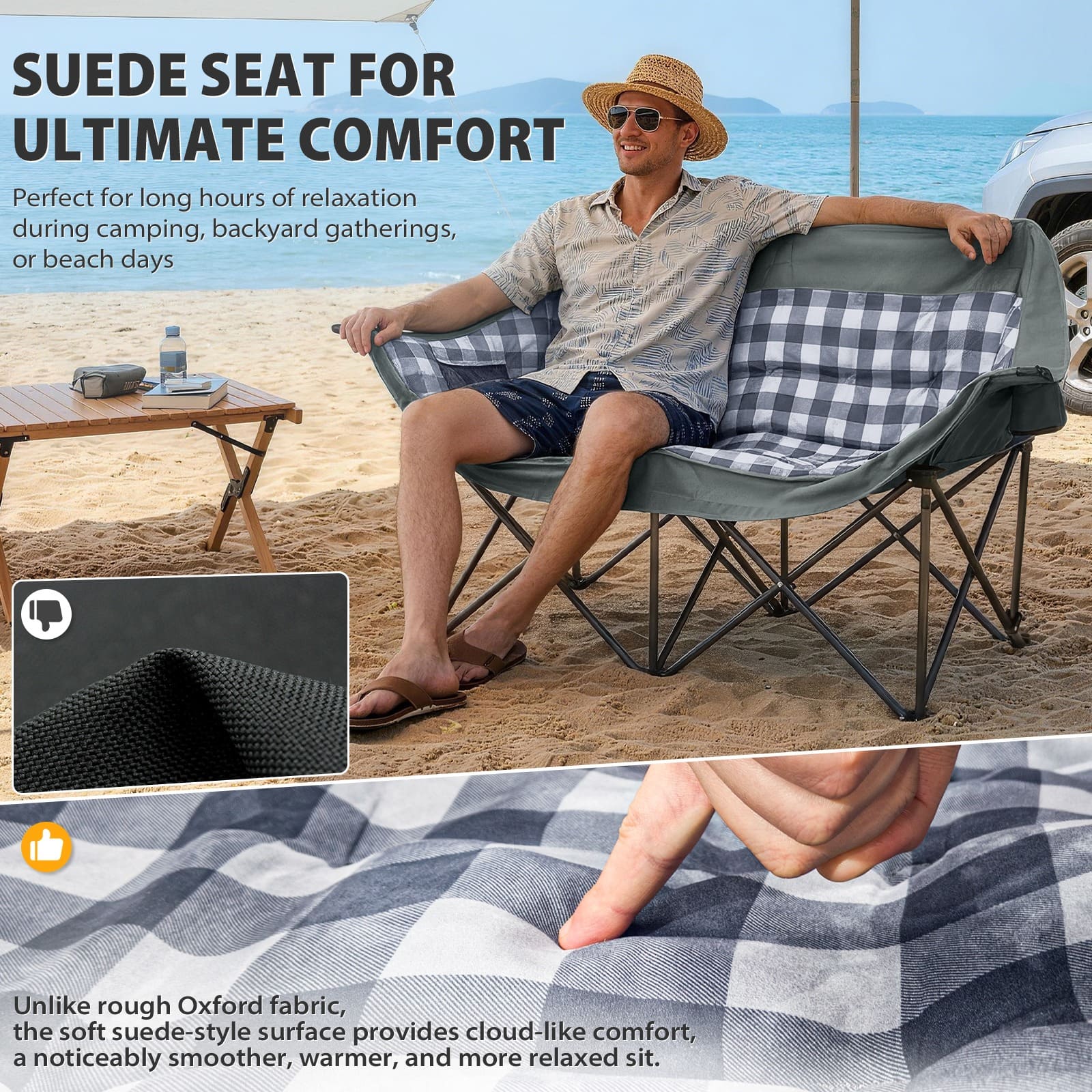 Pioneer Suede Double Camping Chair-2
