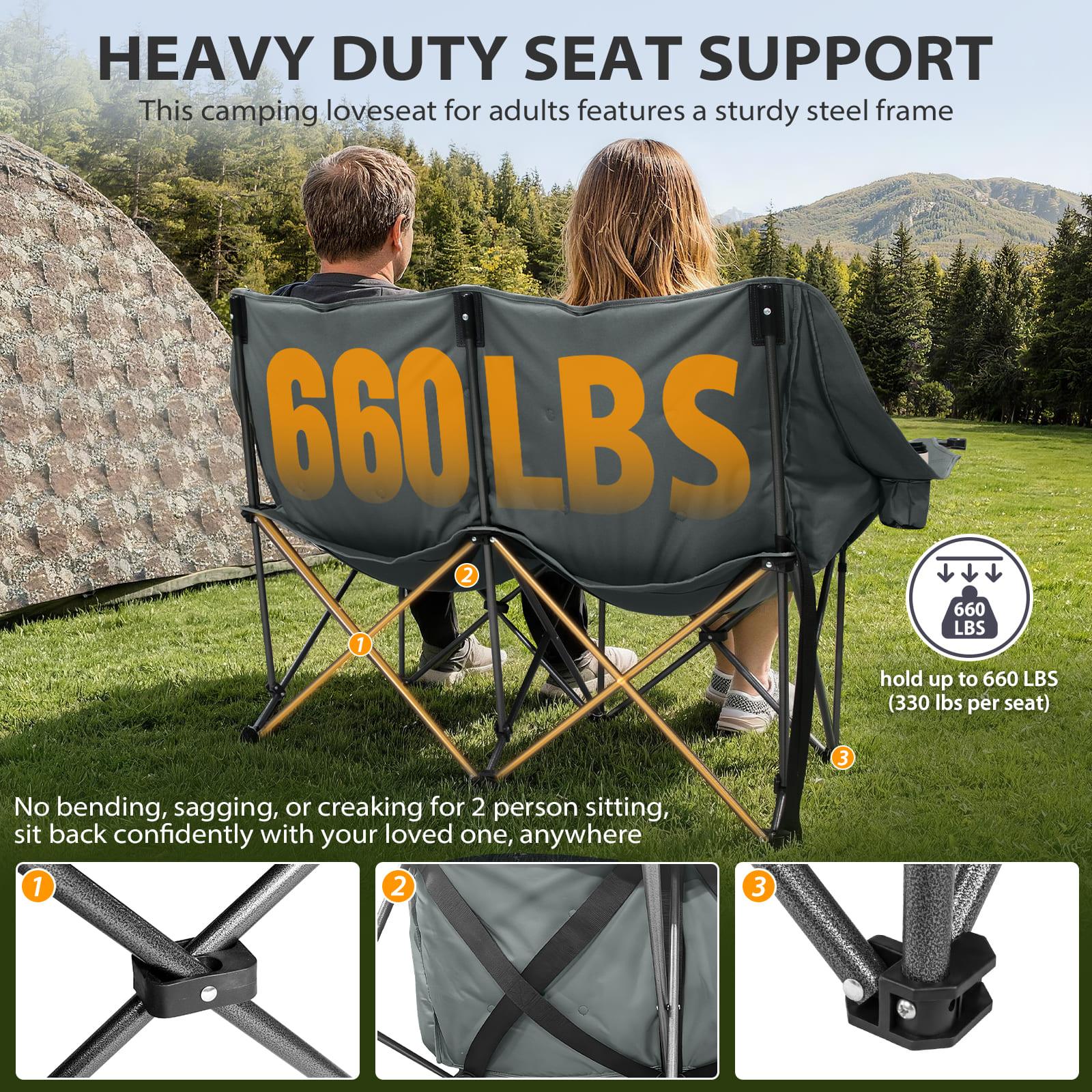 Pioneer Suede Double Camping Chair-4