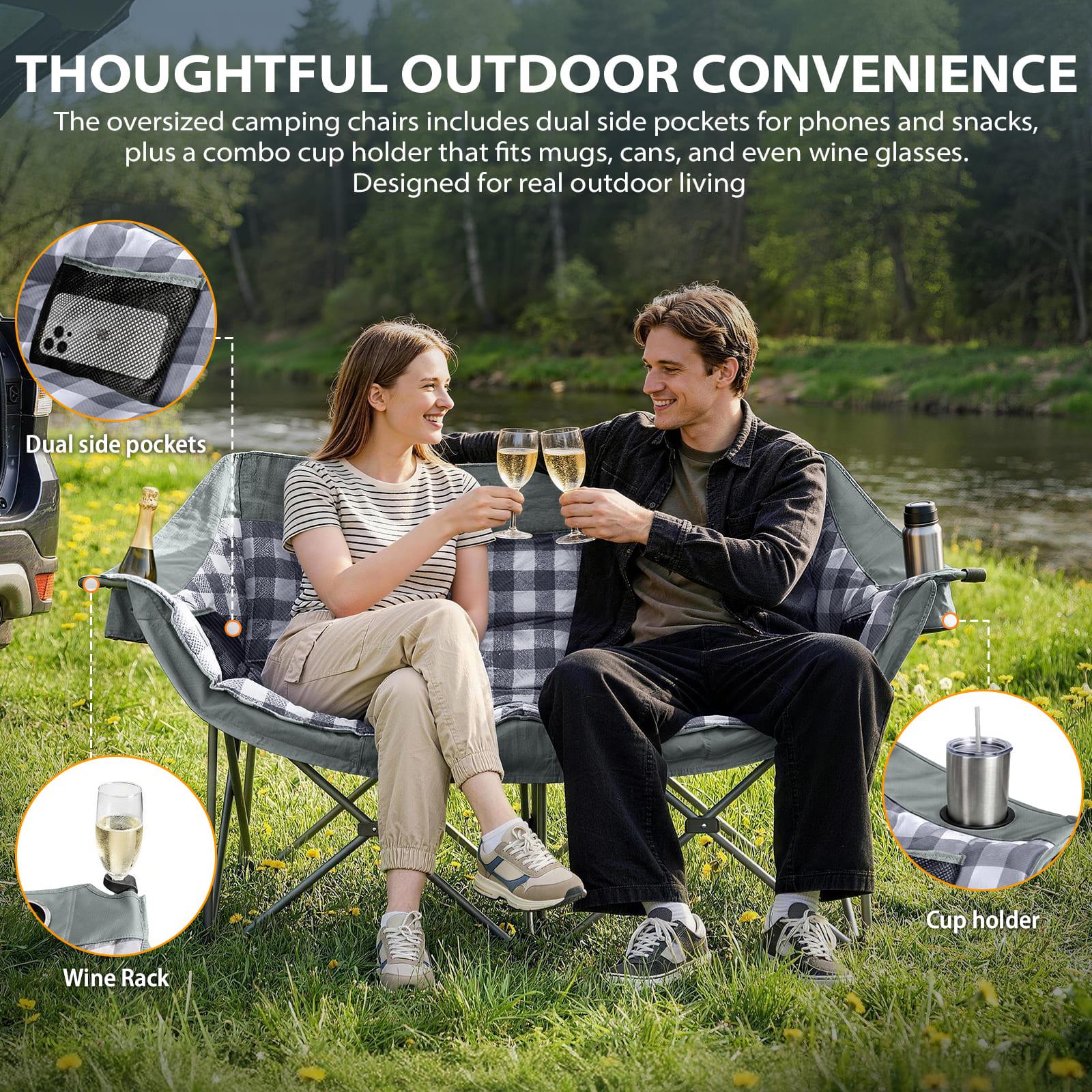 Pioneer Suede Double Camping Chair-6