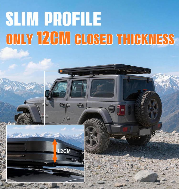 Ultra-Thin Aluminum Triangle Hard Shell Roof Top Tent | 12cm Low-Profile & 50kg Lightweight - Image 3