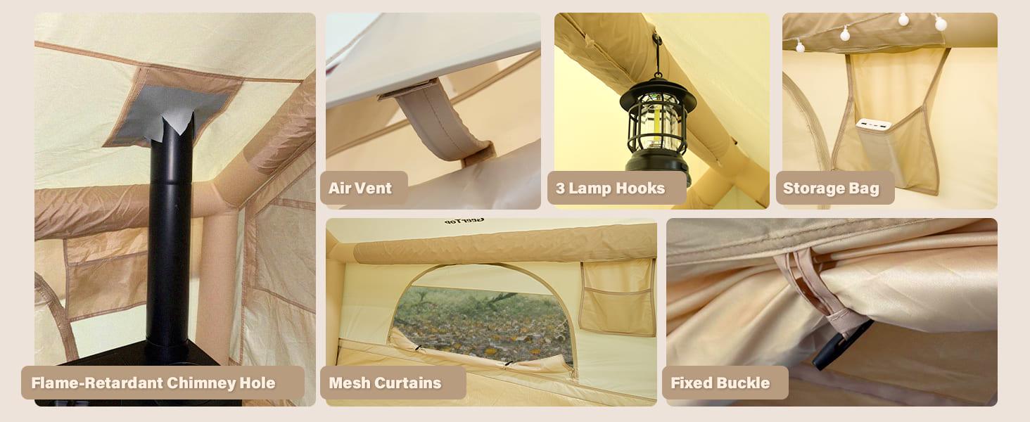 4 Person Inflatable Hot Tent with Stove Jack